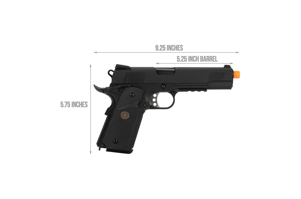 WE Tech 1911 Full Metal MEU Airsoft Gas Blowback Pistol (BLACK)