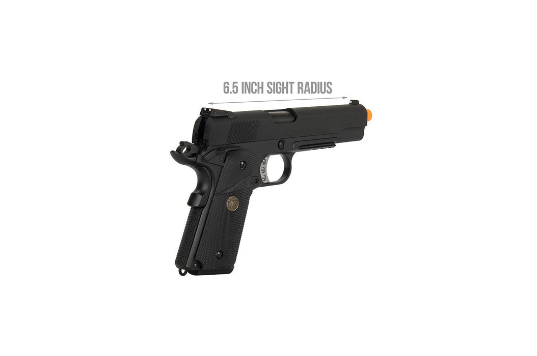 WE Tech 1911 Full Metal MEU Airsoft Gas Blowback Pistol (BLACK)