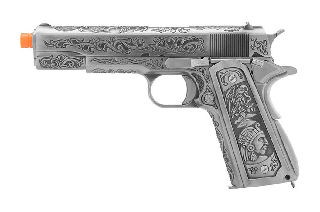 WE Tech Full Metal Gas Blowback Floral Pattern 1911 (SILVER)