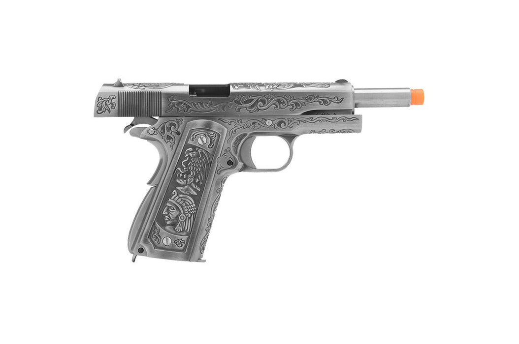 WE Tech Full Metal Gas Blowback Floral Pattern 1911 (SILVER)