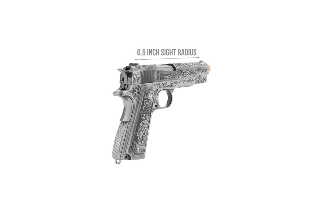 WE Tech Full Metal Gas Blowback Floral Pattern 1911 (SILVER)