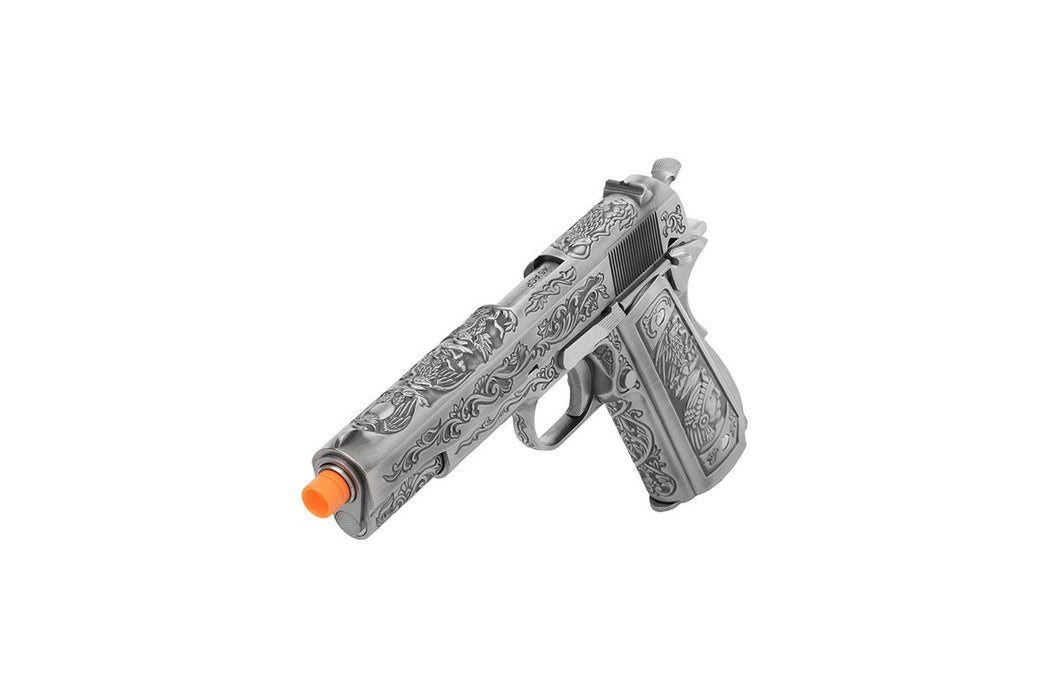 WE Tech Full Metal Gas Blowback Floral Pattern 1911 (SILVER)