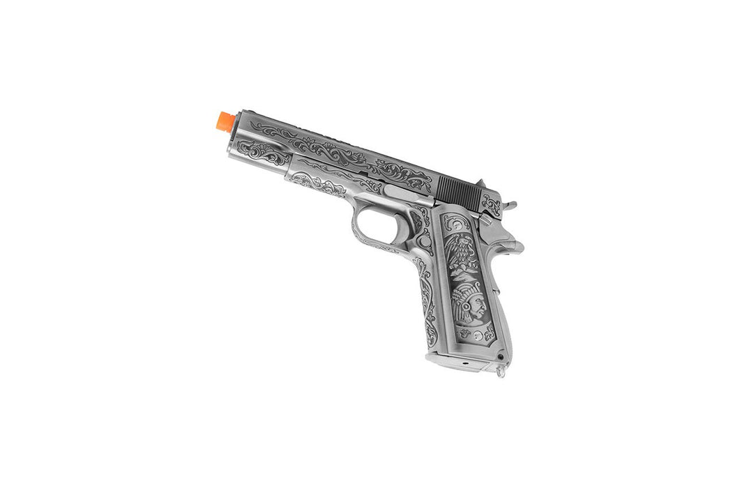 WE Tech Full Metal Gas Blowback Floral Pattern 1911 (SILVER)