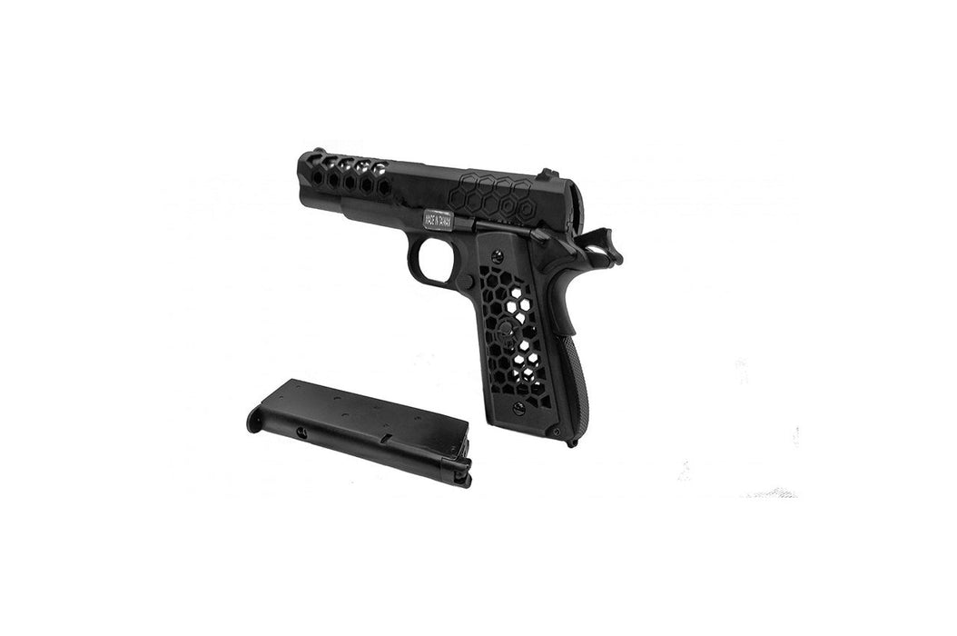 WE Tech 1911 Hex Cut Gen. 2 Gas Blowback Airsoft Pistol (BLACK)