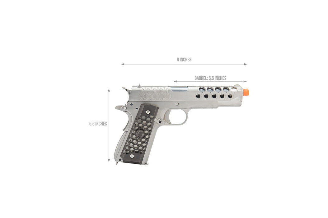 WE Tech 1911 Hex Cut Gen. 2 Gas Blowback Airsoft Pistol (SILVER)