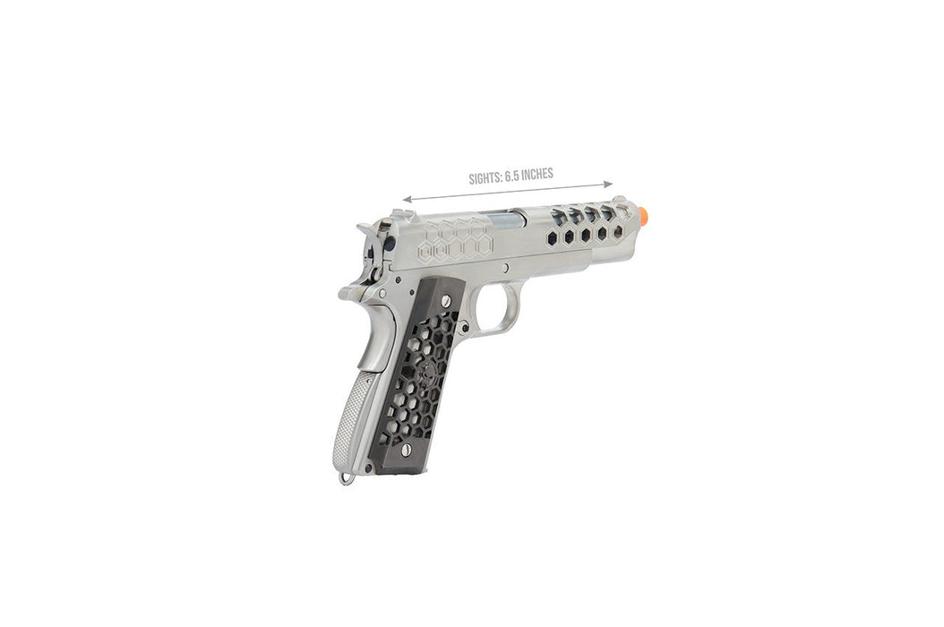 WE Tech 1911 Hex Cut Gen. 2 Gas Blowback Airsoft Pistol (SILVER)