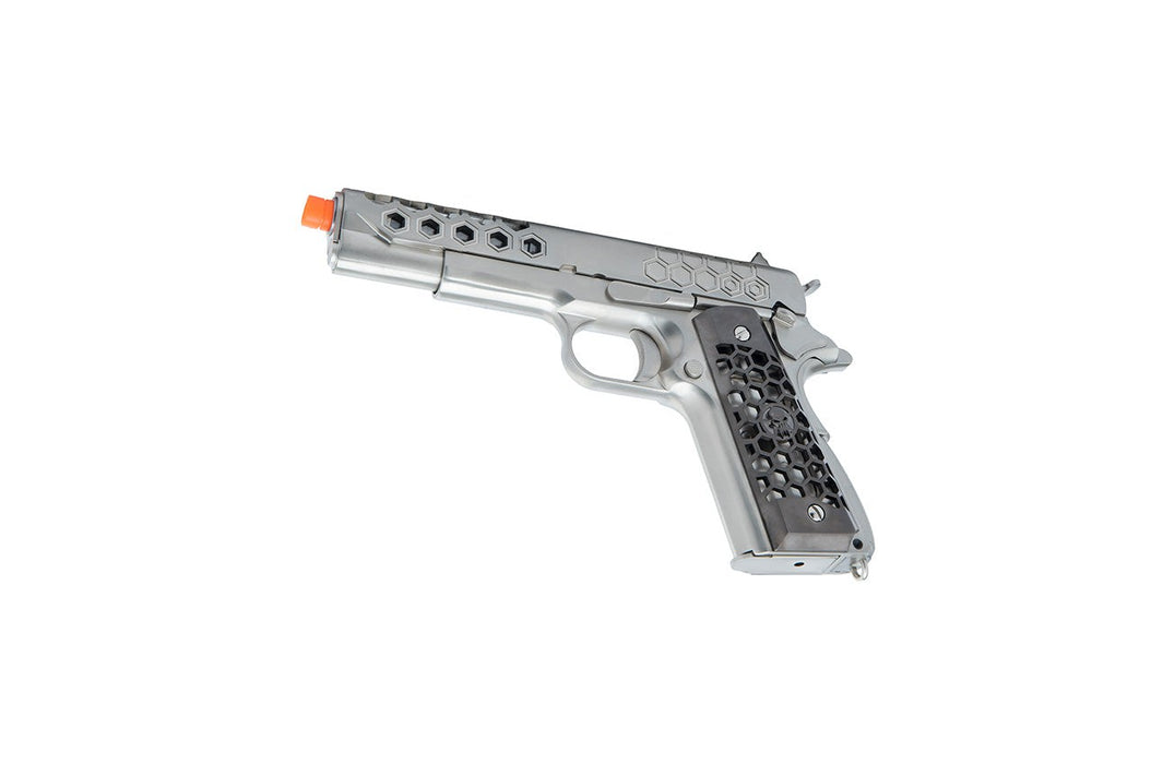 WE Tech 1911 Hex Cut Gen. 2 Gas Blowback Airsoft Pistol (SILVER)