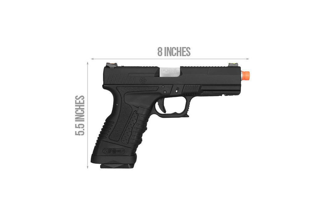 WE Tech GP1799 T1 Gas Blowback Airsoft Pistol (BLACK / SILVER BARREL)