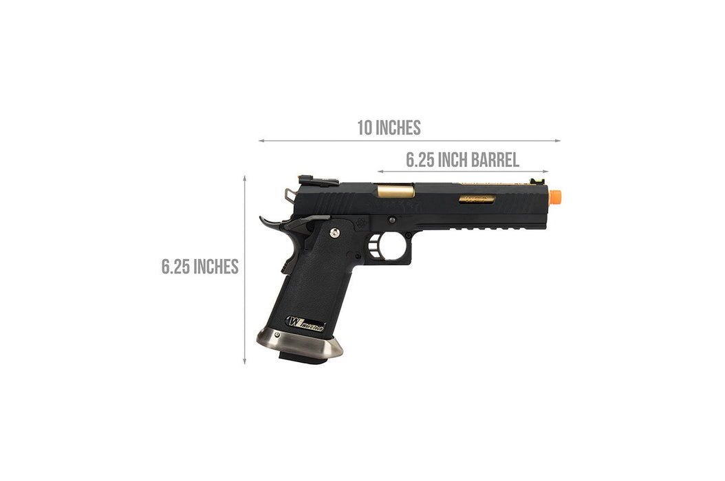 WE Tech 1911 Hi-Capa T-Rex Competition Gas Blowback Airsoft Pistol w/ Sight Mount & Top Ports (BLACK / GOLD)