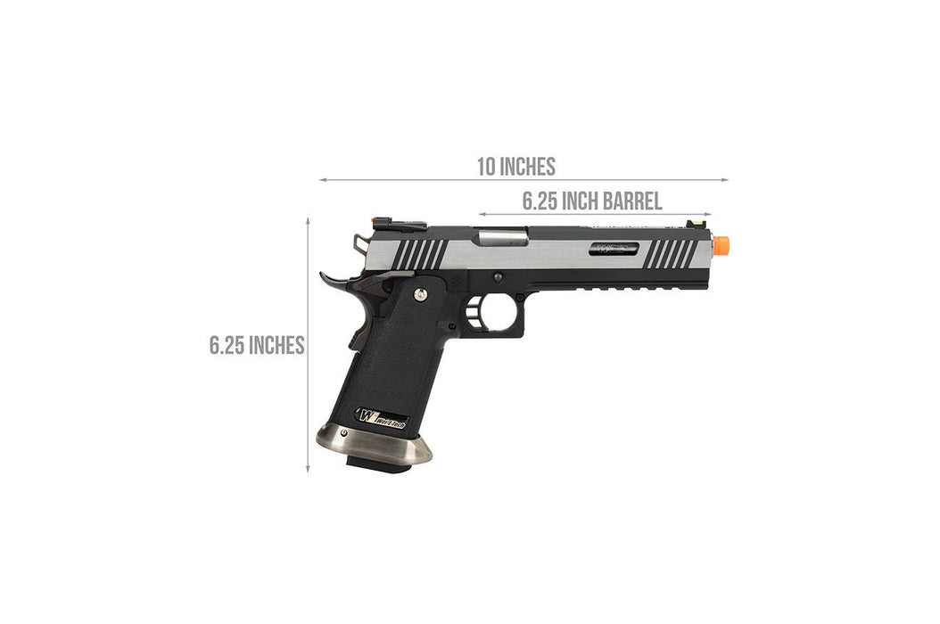 WE Tech 1911 Hi-Capa T-Rex Competition Gas Blowback Airsoft Pistol w/ Sight Mount & Top Ports (TWO TONE / SILVER)