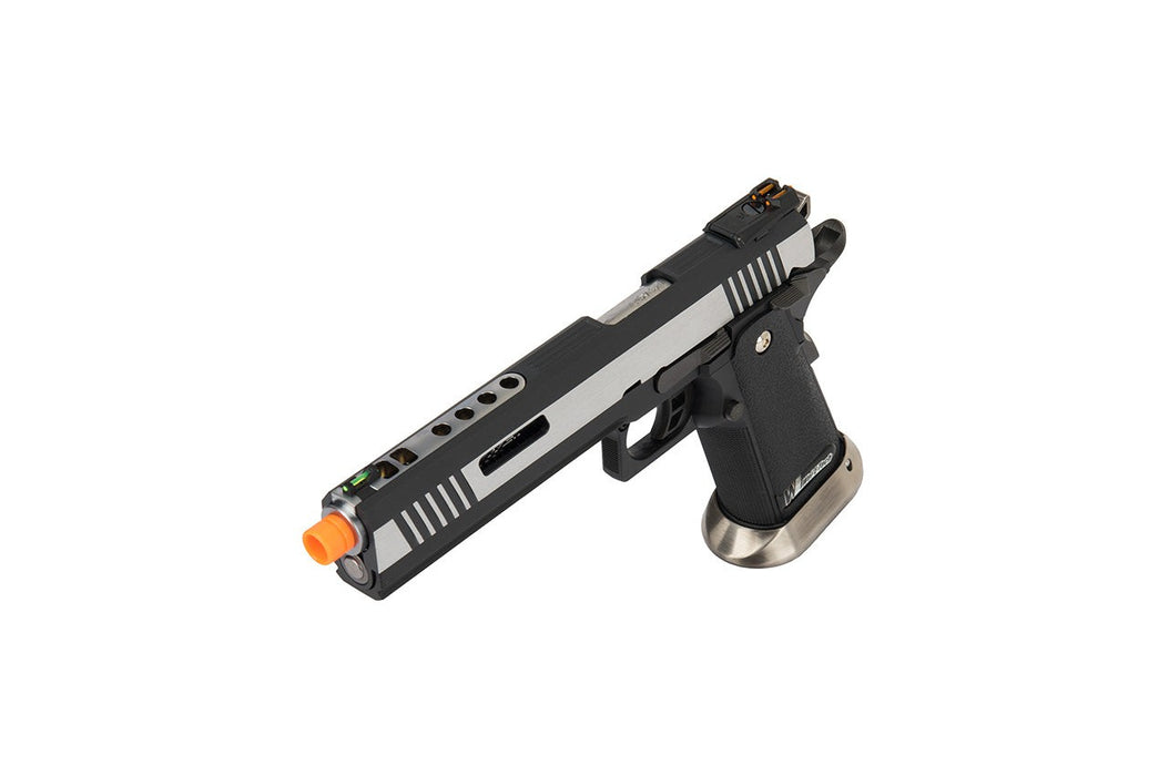 WE Tech 1911 Hi-Capa T-Rex Competition Gas Blowback Airsoft Pistol w/ Sight Mount & Top Ports (TWO TONE / SILVER)