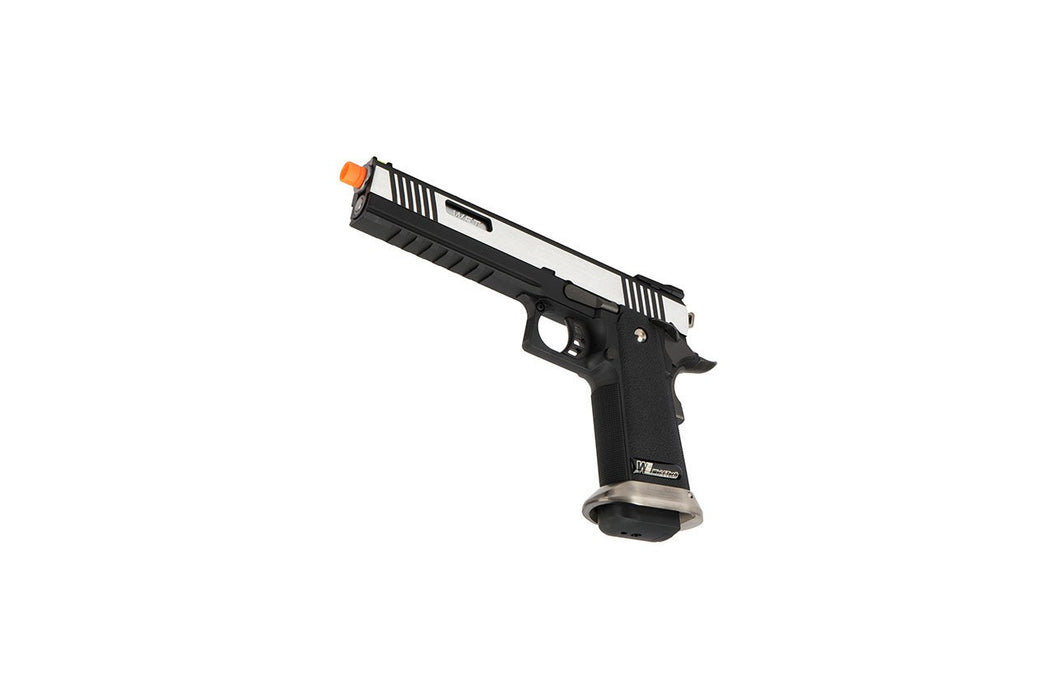 WE Tech 1911 Hi-Capa T-Rex Competition Gas Blowback Airsoft Pistol w/ Sight Mount & Top Ports (TWO TONE / SILVER)