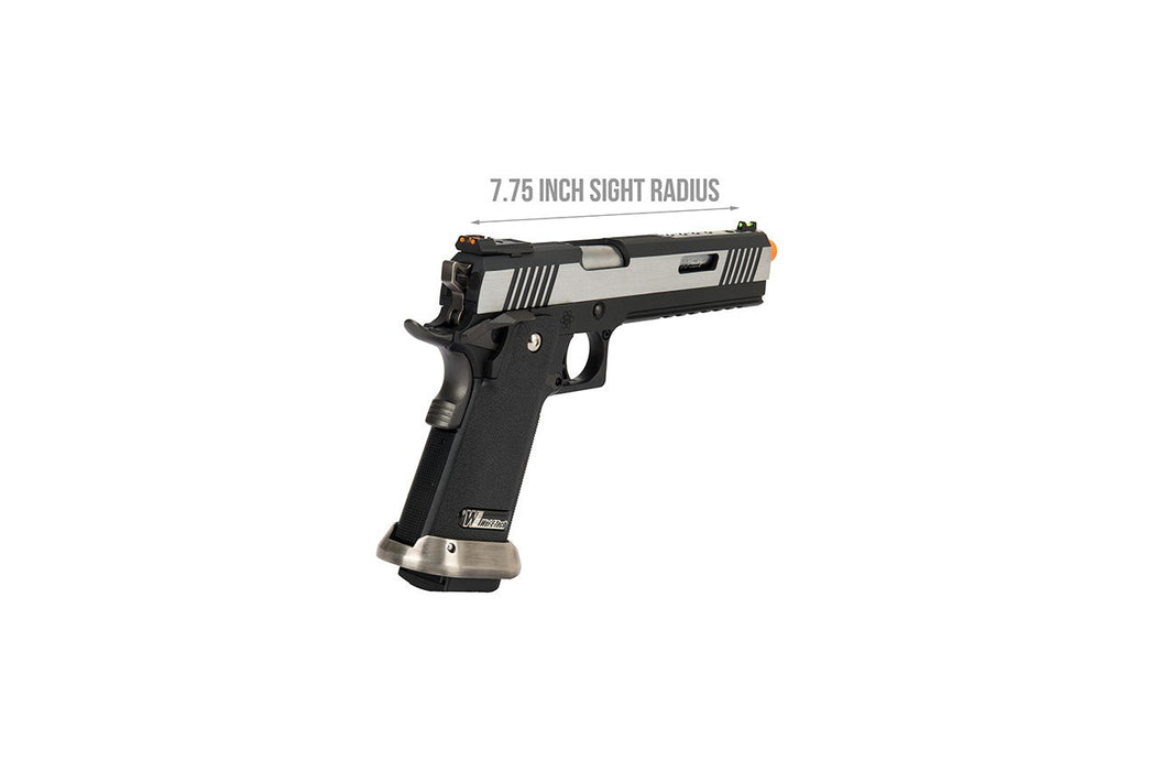 WE Tech 1911 Hi-Capa T-Rex Competition Gas Blowback Airsoft Pistol w/ Sight Mount & Top Ports (TWO TONE / SILVER)