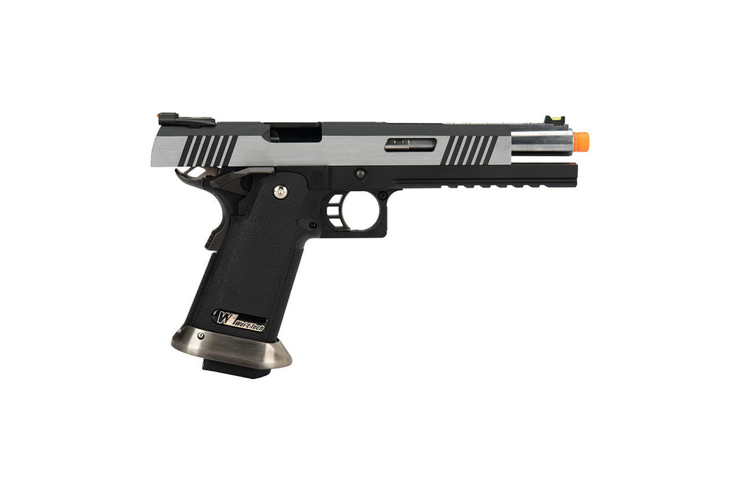 WE Tech 1911 Hi-Capa T-Rex Competition Gas Blowback Airsoft Pistol w/ Sight Mount & Top Ports (TWO TONE / SILVER)