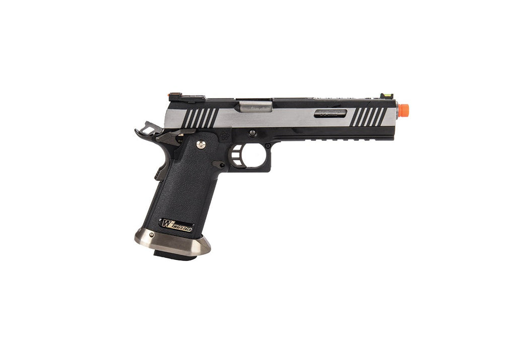 WE-Tech Hi-Capa 6" IREX Competition Full Auto Gas Blowback Airsoft Pistol (Black / Silver)