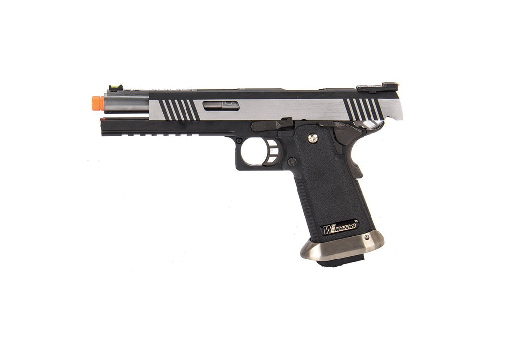 WE-Tech Hi-Capa 6" IREX Competition Full Auto Gas Blowback Airsoft Pistol (Black / Silver)