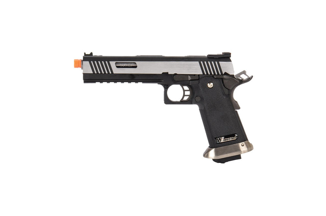 WE-Tech Hi-Capa 6" IREX Competition Full Auto Gas Blowback Airsoft Pistol (Black / Silver)