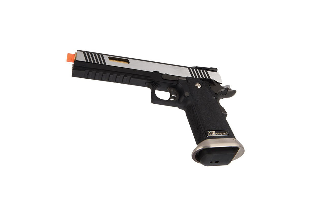 WE-Tech Hi-Capa  6" IREX Competition Full Auto Gas Blowback Airsoft Pistol (Black / Silver / Gold Barrel)