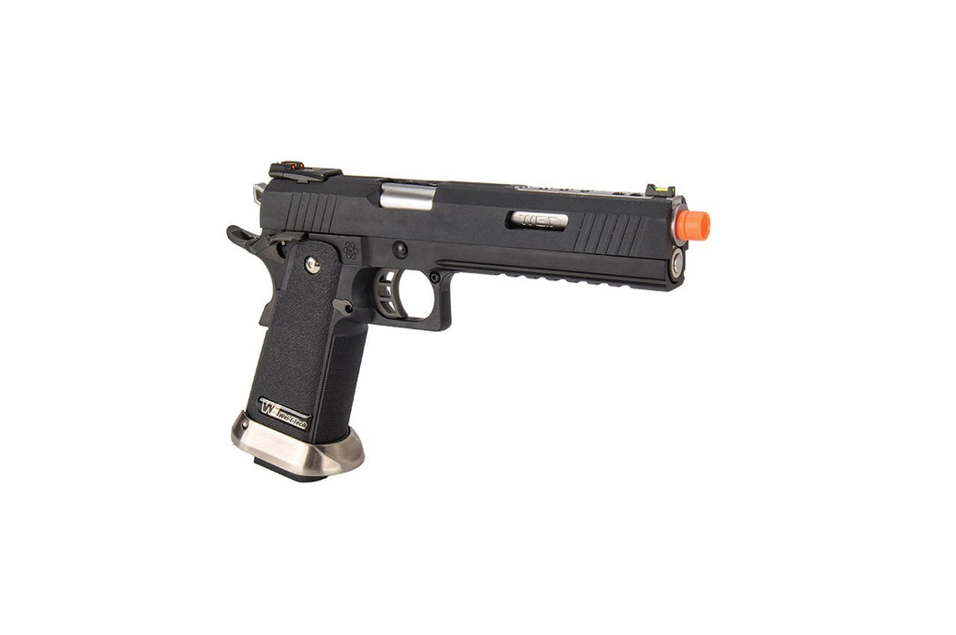 WE-Tech Hi-Capa 6" IREX Competition Full Auto Gas Blackback Airsoft Pistol (Black / Silver Barrel)