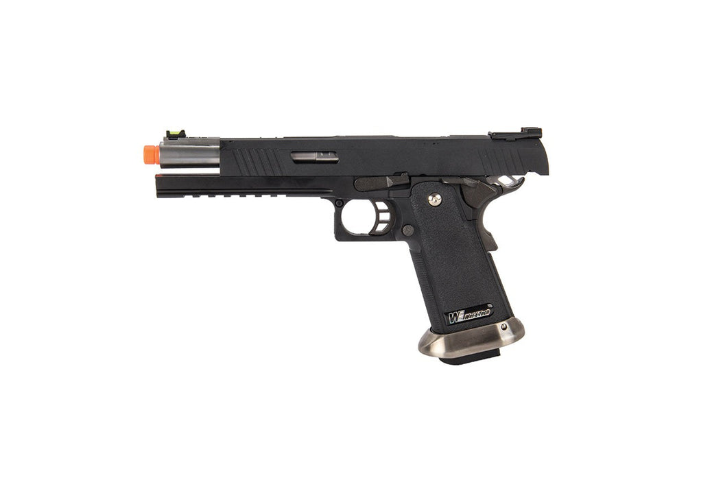 WE-Tech Hi-Capa 6" IREX Competition Full Auto Gas Blackback Airsoft Pistol (Black / Silver Barrel)