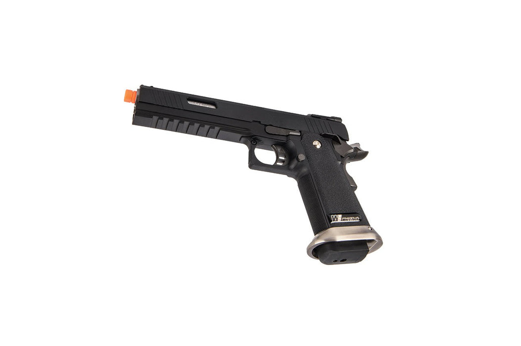 WE-Tech Hi-Capa 6" IREX Competition Full Auto Gas Blackback Airsoft Pistol (Black / Silver Barrel)