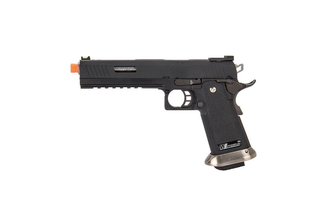 WE-Tech Hi-Capa 6" IREX Competition Full Auto Gas Blackback Airsoft Pistol (Black / Silver Barrel)