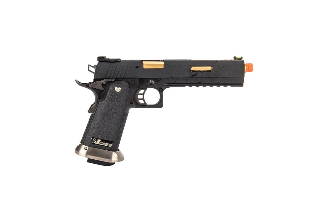 WE-Tech Hi-Capa 6" IREX Competition Full Auto Gas Blowback Airsoft Pistol (Black / Gold Barrel)