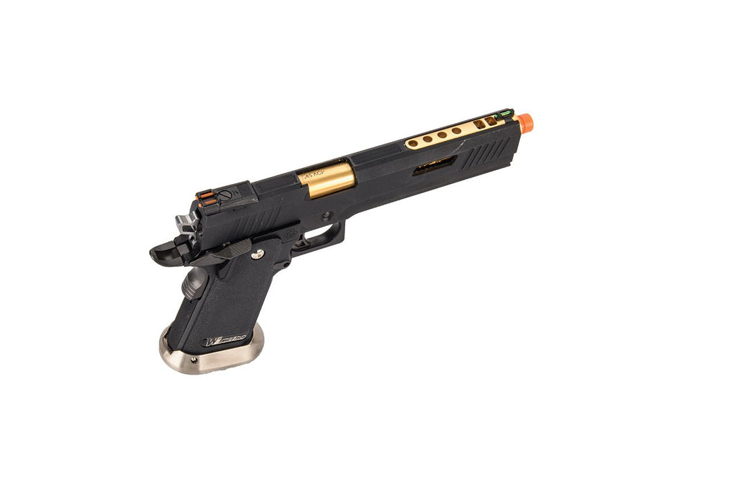 WE-Tech Hi-Capa 6" IREX Competition Full Auto Gas Blowback Airsoft Pistol (Black / Gold Barrel)