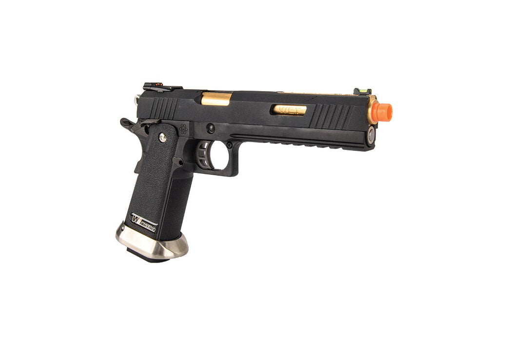 WE-Tech Hi-Capa 6" IREX Competition Full Auto Gas Blowback Airsoft Pistol (Black / Gold Barrel)