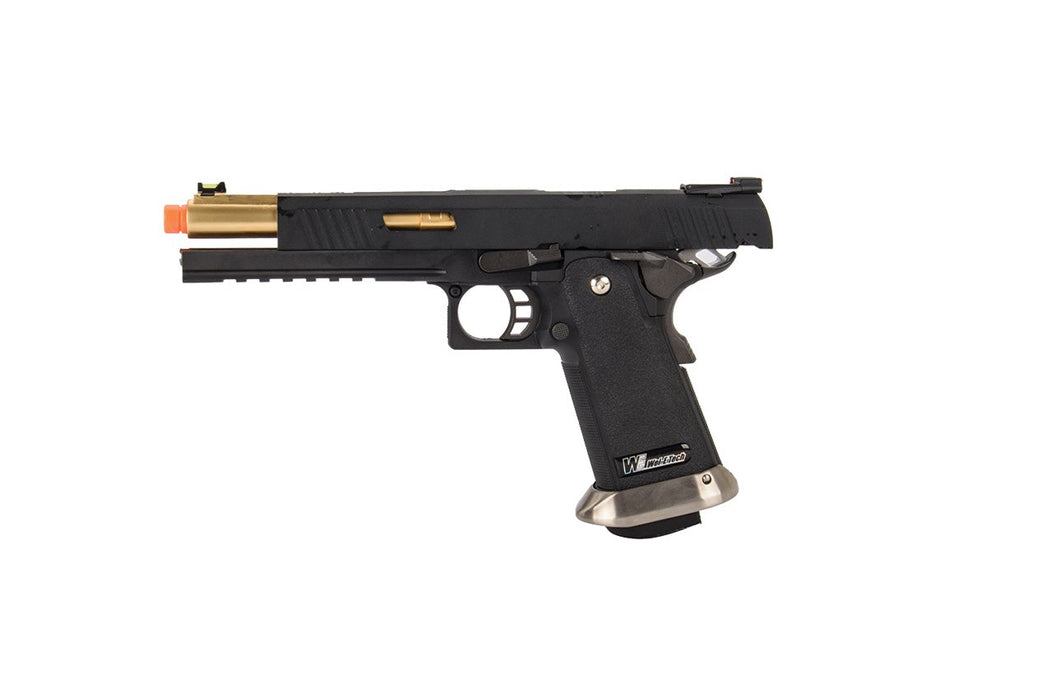 WE-Tech Hi-Capa 6" IREX Competition Full Auto Gas Blowback Airsoft Pistol (Black / Gold Barrel)