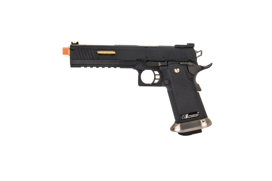 WE-Tech Hi-Capa 6" IREX Competition Full Auto Gas Blowback Airsoft Pistol (Black / Gold Barrel)