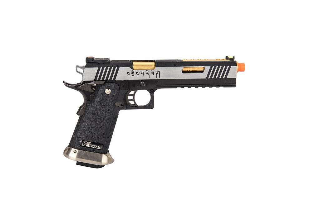 WE-Tech Hi-Capa 6" IREX Full Auto Competition GBB Airsoft Pistol (Black / Silver / Gold Barrel / With Markings)