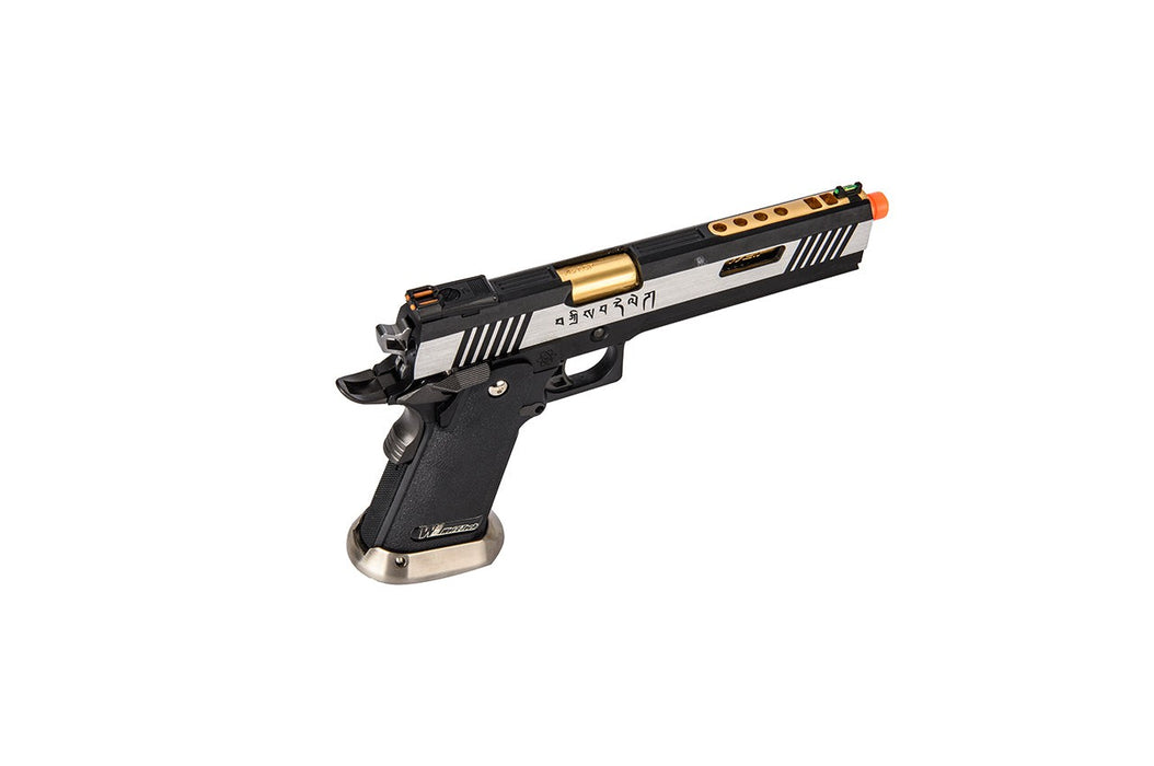 WE-Tech Hi-Capa 6" IREX Full Auto Competition GBB Airsoft Pistol (Black / Silver / Gold Barrel / With Markings)