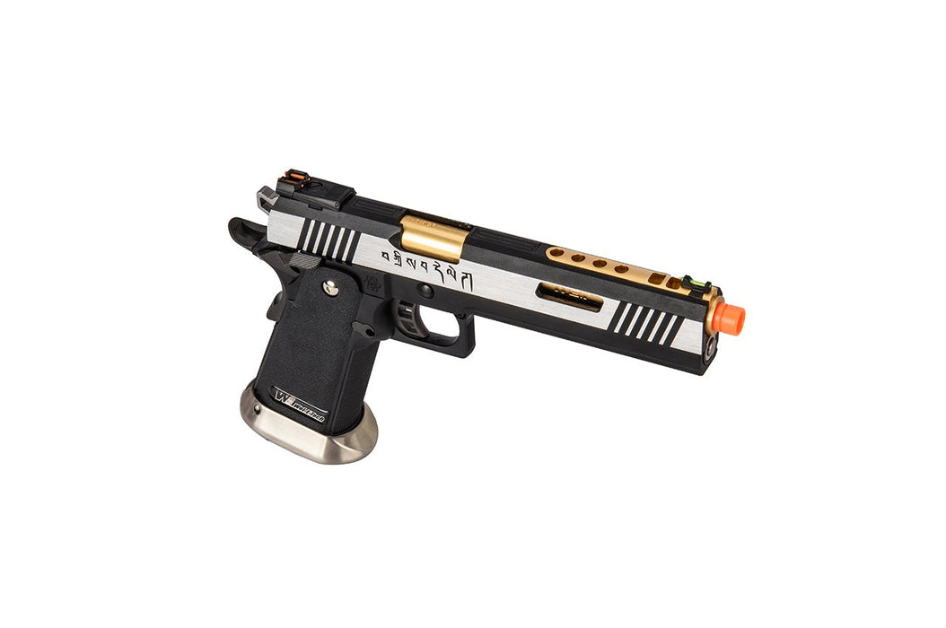 WE-Tech Hi-Capa 6" IREX Full Auto Competition GBB Airsoft Pistol (Black / Silver / Gold Barrel / With Markings)