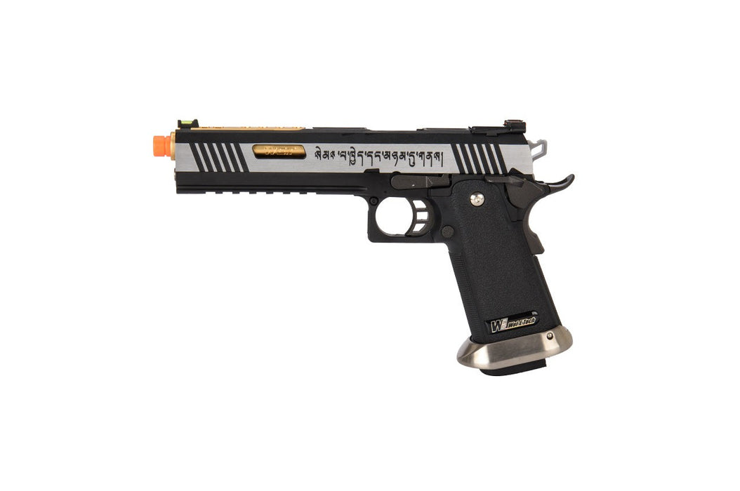 WE-Tech Hi-Capa 6" IREX Full Auto Competition GBB Airsoft Pistol (Black / Silver / Gold Barrel / With Markings)