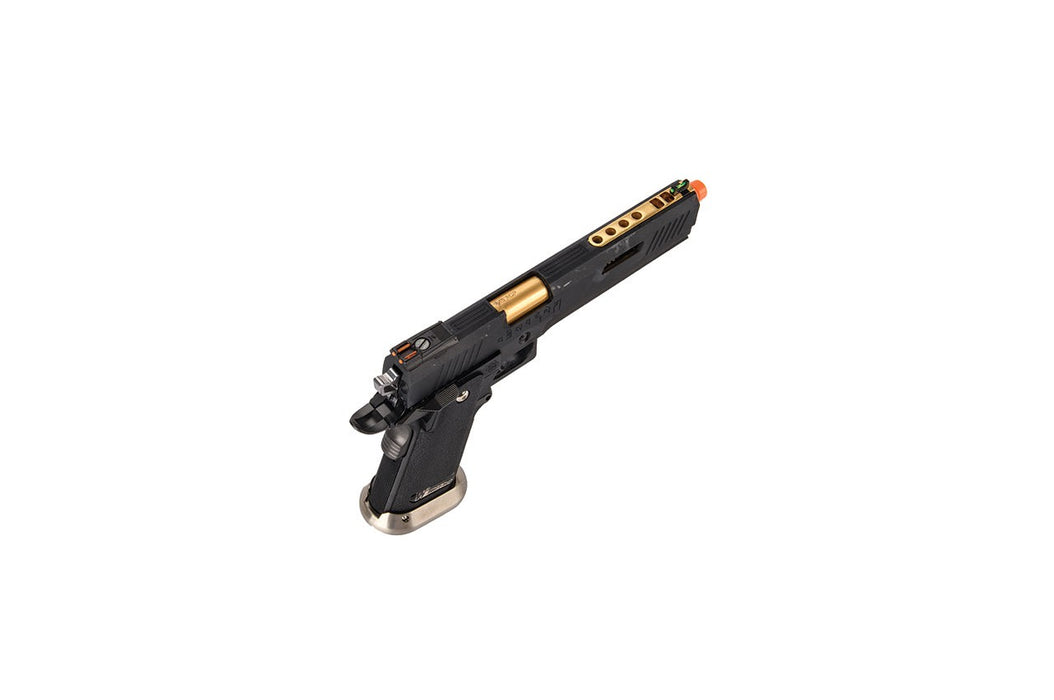 WE-Tech Hi-Capa 6" IREX Full Auto Competition Pistol (Black / Gold Barrel / With Markings)