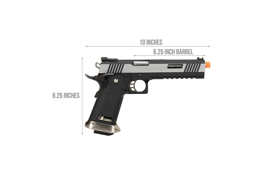 WE Tech 1911 Hi-Capa T-Rex Competition Gas Blowback Airsoft Pistol w/ Sight Mount (TWO  TONE / SILVER)