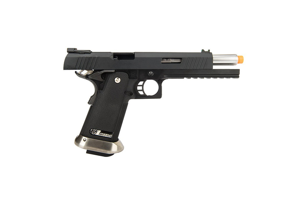 WE Tech 1911 Hi-Capa T-Rex Competition Gas Blowback Airsoft Pistol w/ Sight Mount (BLACK / SILVER)