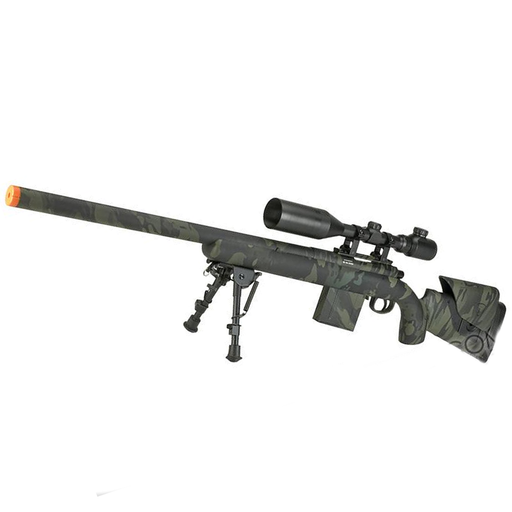 APS M40A3 Bolt Action Airsoft Sniper Rifle 550 FPS Version (Color: Multicam Black / 550 FPS Rifle) - Airsoft Promo