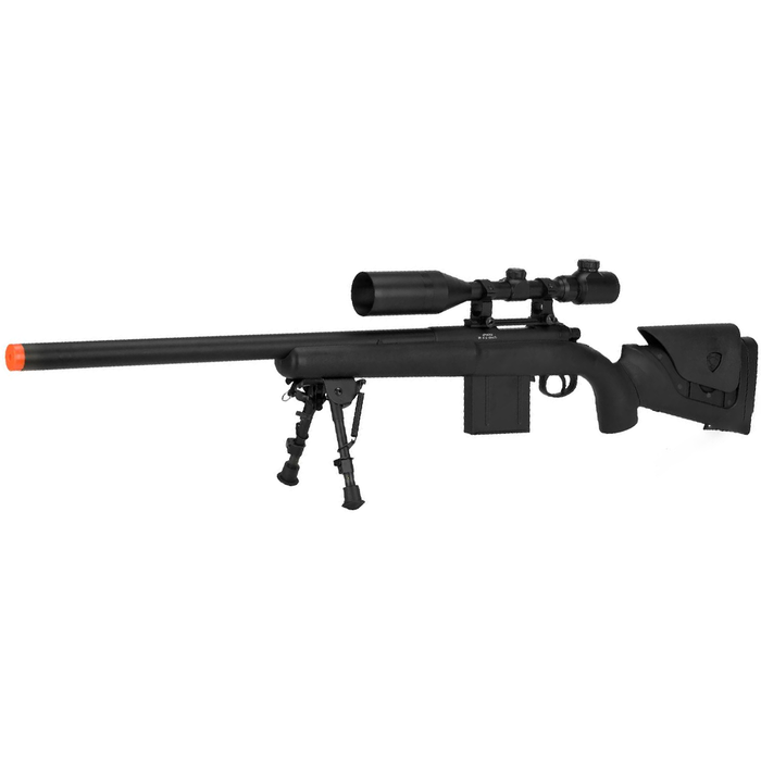 APS M40A3 Bolt Action Airsoft Sniper Rifle 550 FPS Version (Color: Black / 550 FPS Rifle + 3-9X40 Scope) - Airsoft Promo